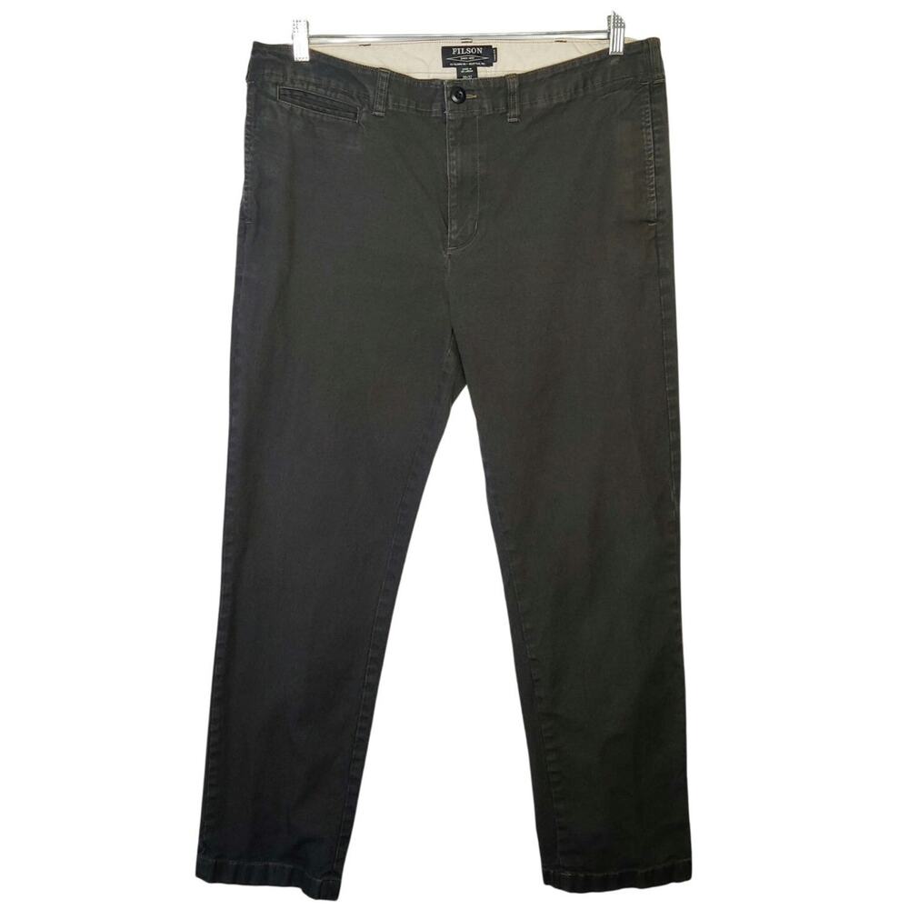 Filson Draftsman Canvas Flat Front Twill Chino Pant Trim Fit 36x32 Charcoal Gray